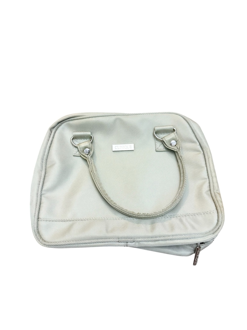 Clinique Light Gray Travel Cosmetic Bag with Top Handles